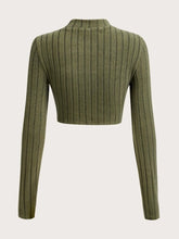 EZwear Cut Out Front Mock Neck Crop Tee